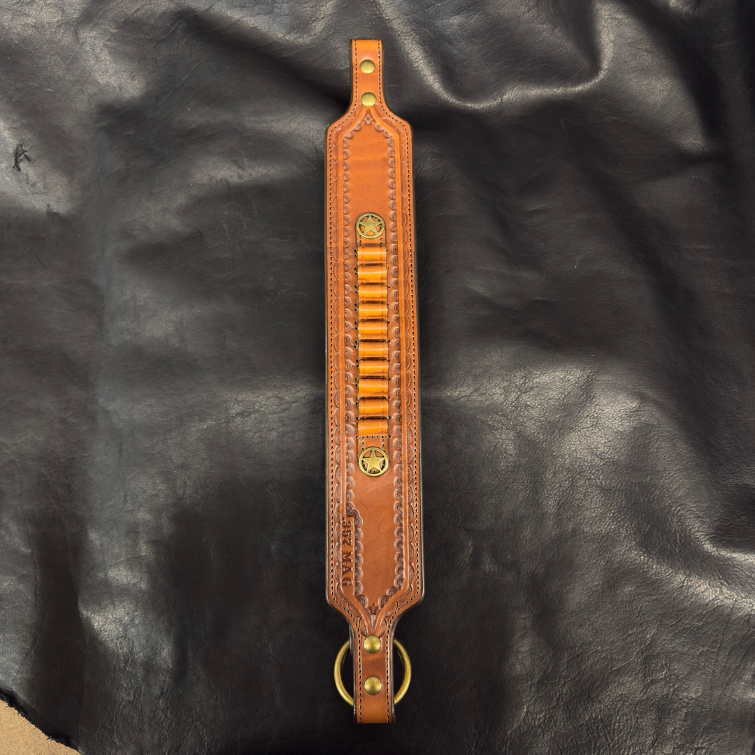 *In Stock* Guide Gun Rifle Sling Hand Tooled Border (Various Colors/Calibers)