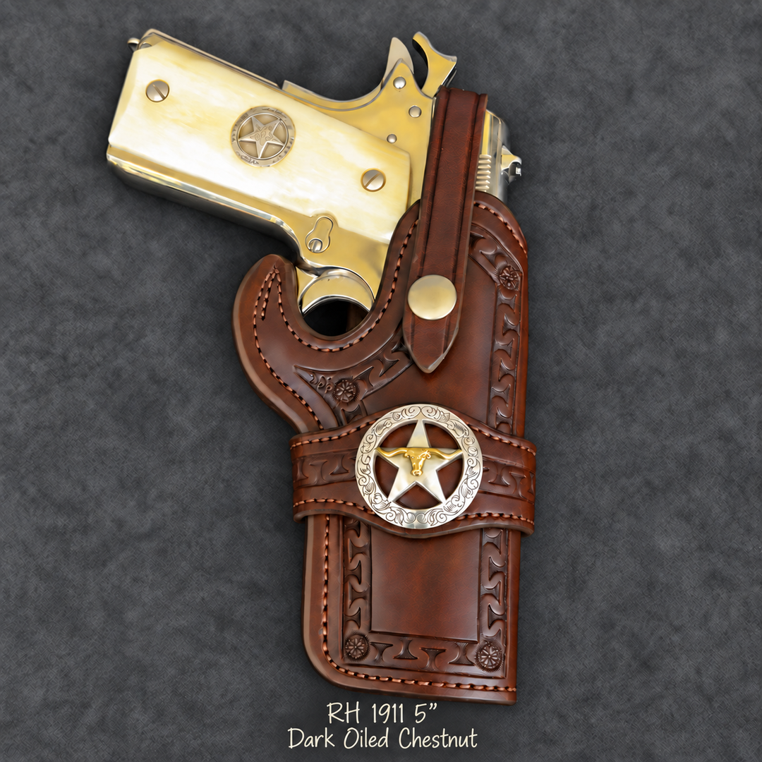 *Made to Order* LH/RH Rancher Cowboy Holster &amp; Concho w/Belt Loop for 1911s