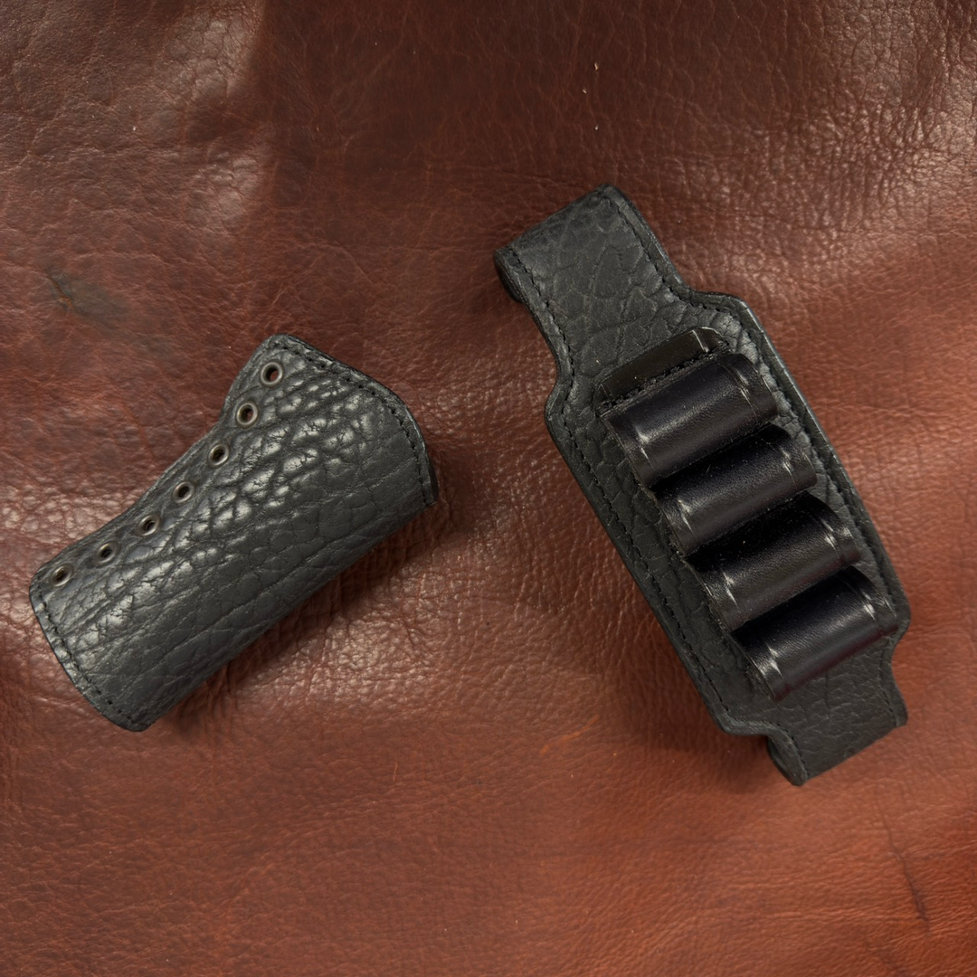 In Stock" Corn Cob Forend Strap &amp; Grip Wrap Bundle Mossberg 500/590 12 Gauge Genuine American Black Bison