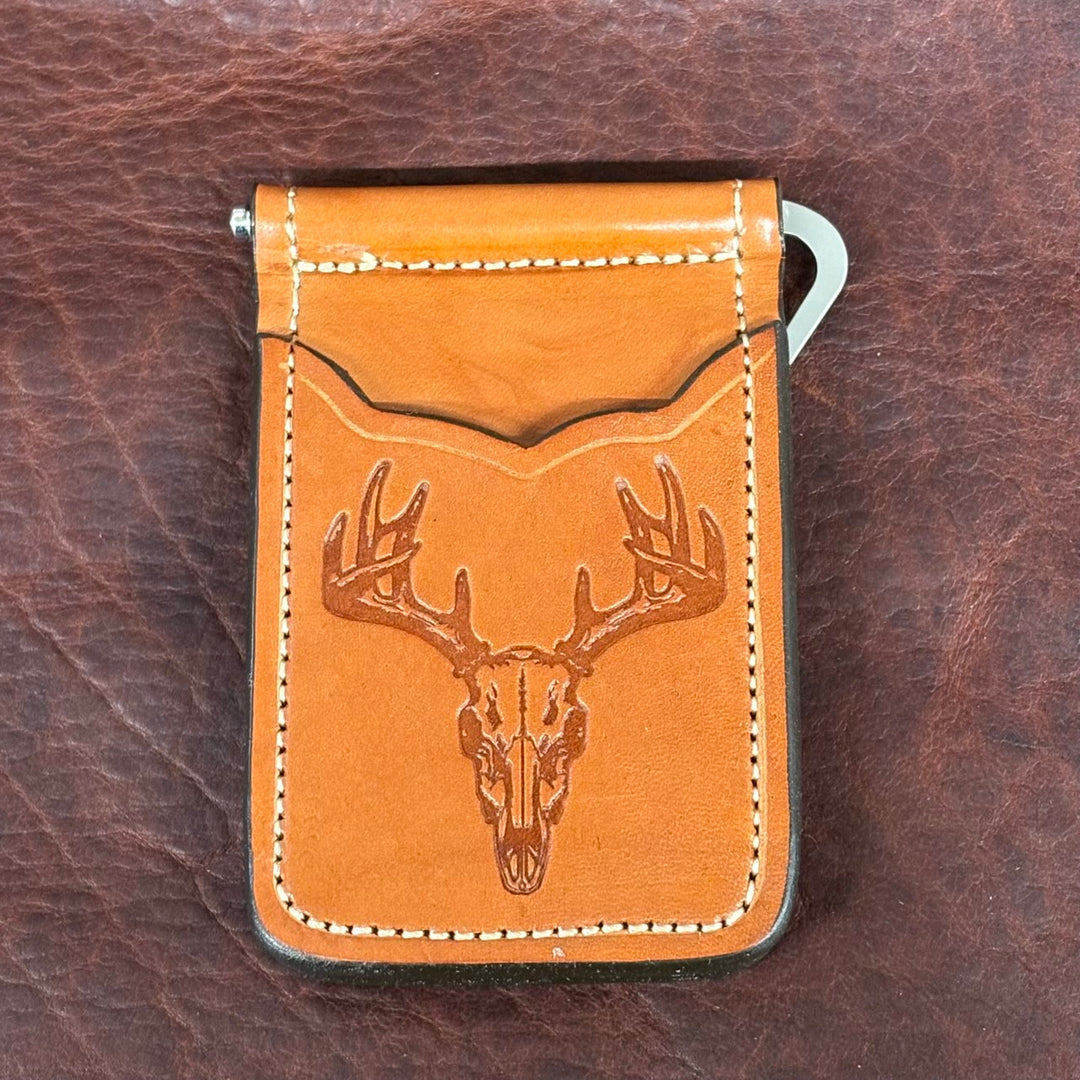 *In Stock* Front Pocket Money Clip Wallet Chestnut w/Natural Stitch