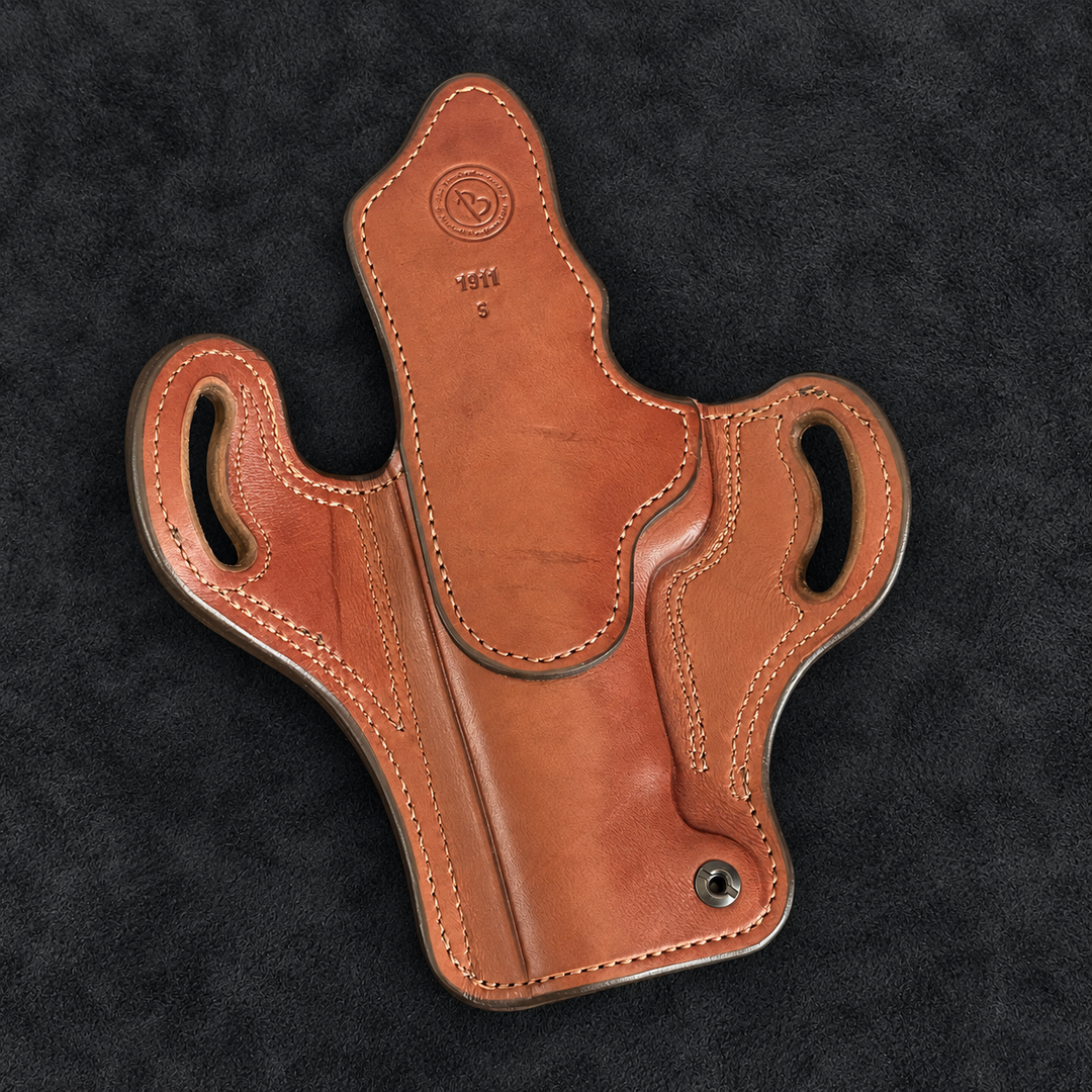 *In Stock* RH Ironside Holster 1911 5" Optic Ready British Brown w/Bark Genuine Super Exotic Trim