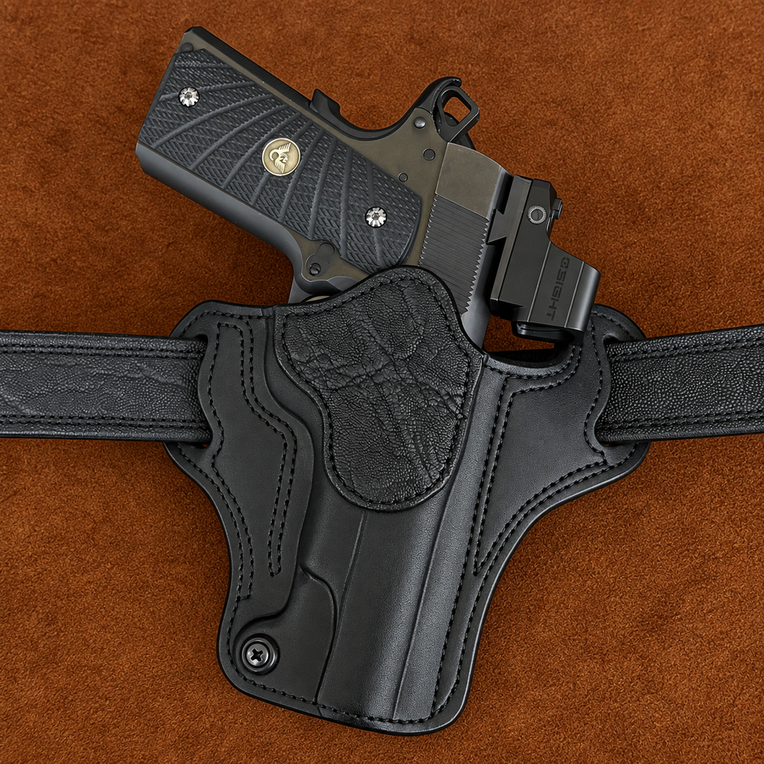 *In Stock* RH Ironside Holster 1911 5" Optic Ready Black w/Black Genuine Super Exotic Trim