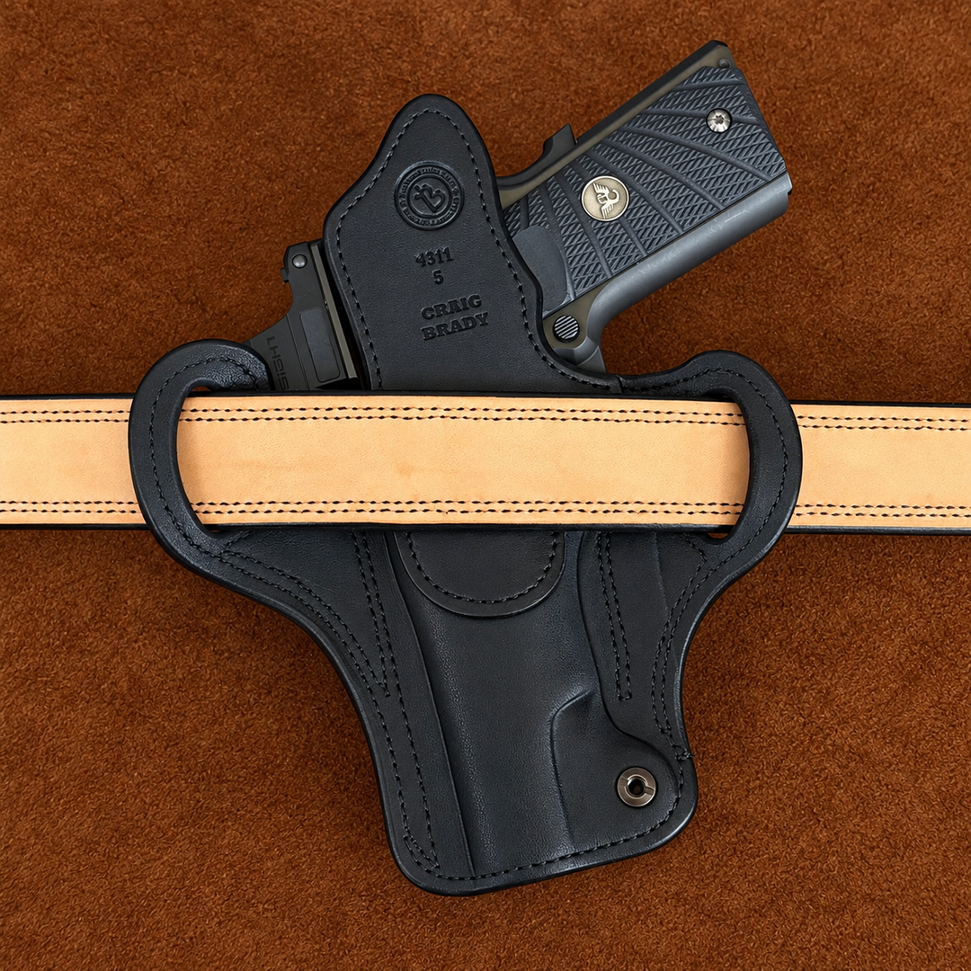 *In Stock* RH Ironside Holster 1911 5" Optic Ready Black w/Black Genuine Super Exotic Trim