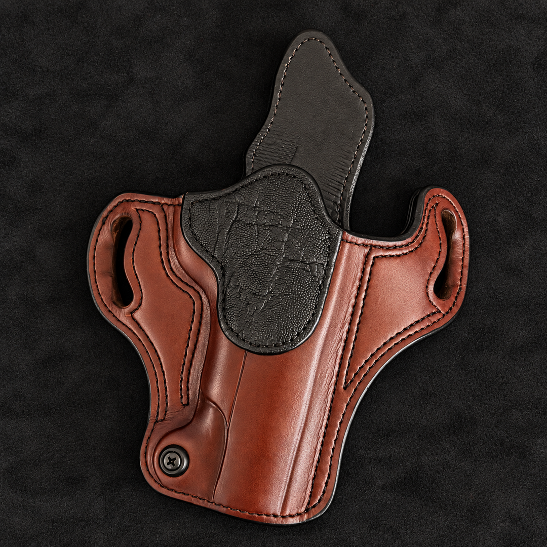 *In Stock* RH Ironside Holster 1911 5" Optic Ready British Brown w/Black Genuine Super Exotic Trim