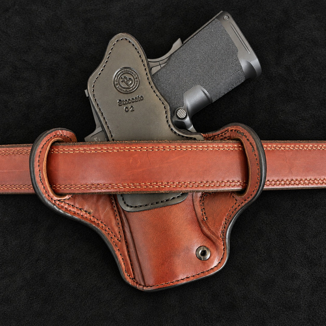 *In Stock* RH Ironside Holster Staccato C2 Optic Ready w/ Rail British Brown w/ Super Exotic Trim