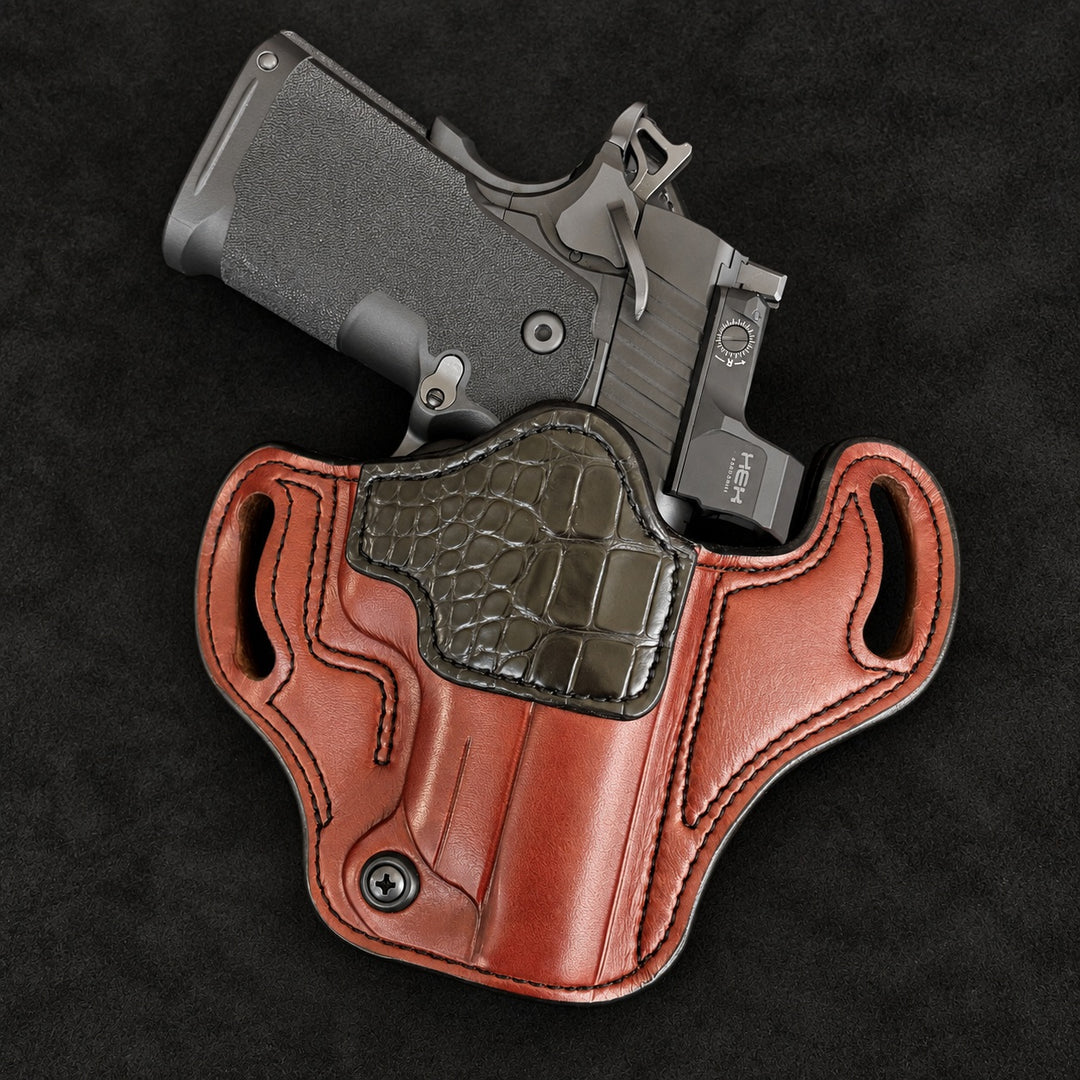 *In Stock* RH Ironside Holster Staccato C2 Optic Ready w/ Rail British Brown w/ Super Exotic Trim