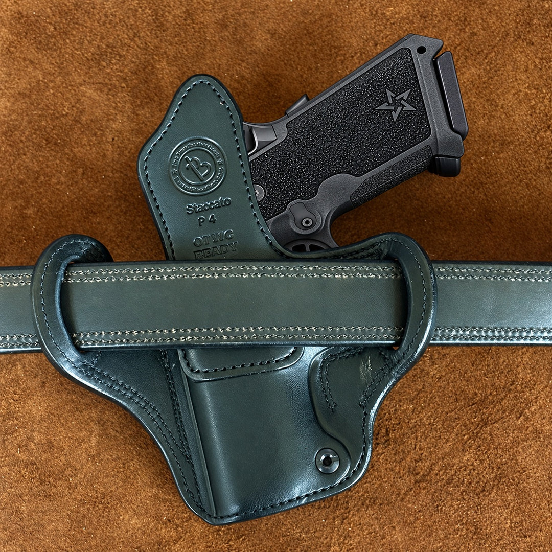 *In Stock* RH Ironside Holster Staccato P4 Optic Ready w/ Rail Black w/ Black Genuine Super Exotic Trim