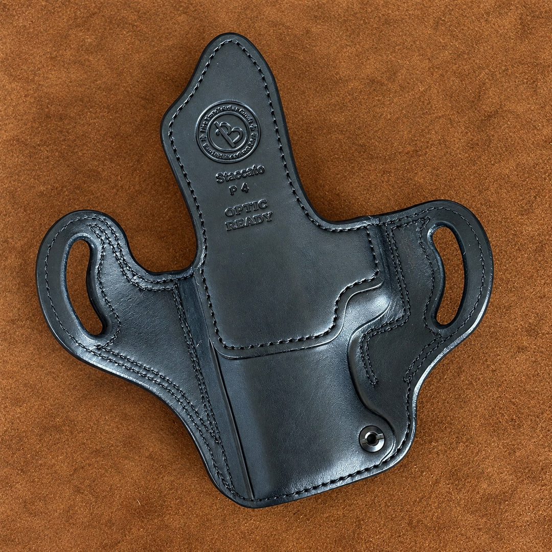 *In Stock* RH Ironside Holster Staccato P4 Optic Ready w/ Rail Black w/ Black Genuine Super Exotic Trim