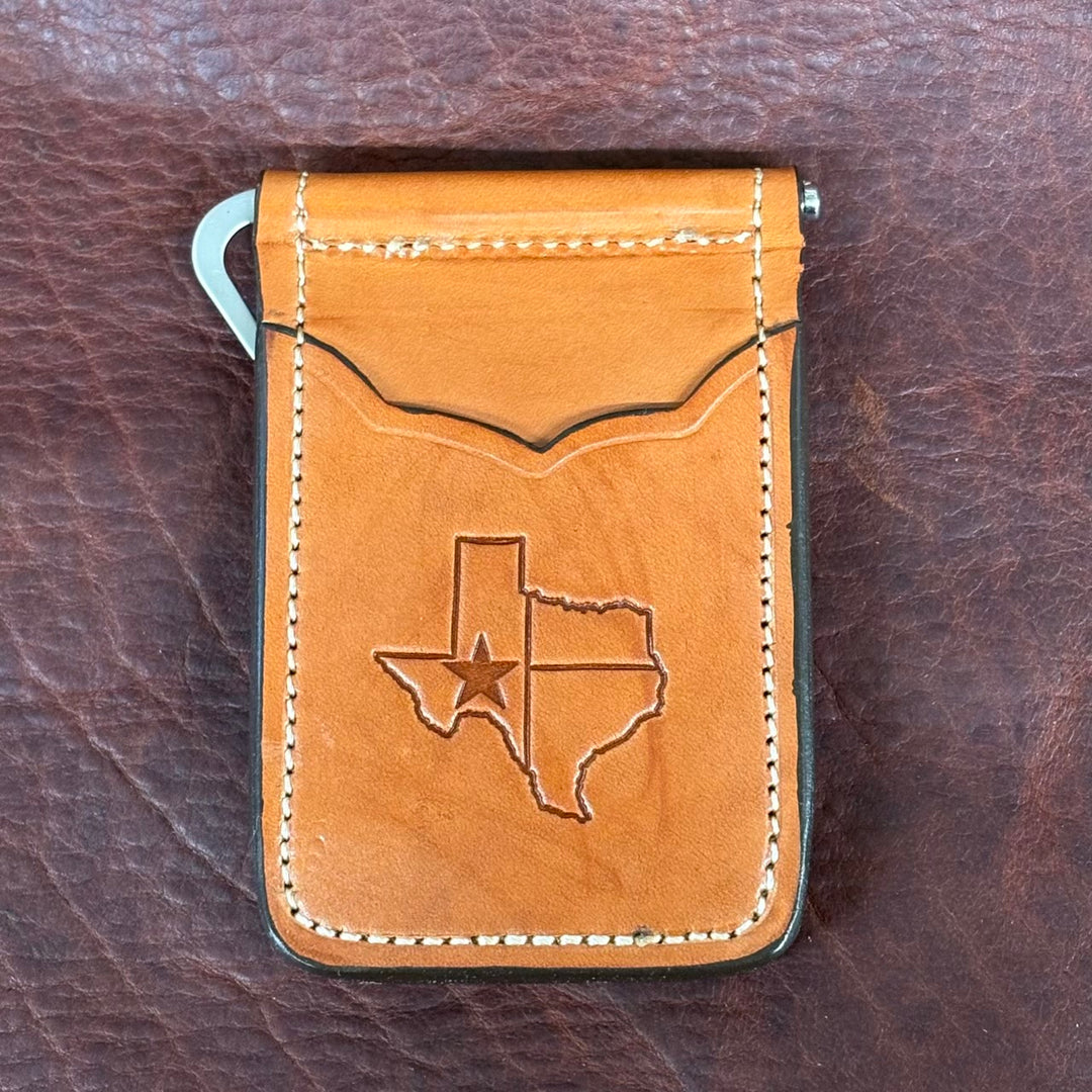 *In Stock* Front Pocket Money Clip Wallet Chestnut w/Natural Stitch