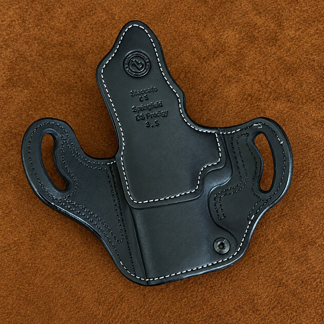 *In Stock* RH Ironside Holster Staccato CS/Springfield DS Prodigy 3.5" Optic Ready w/ Rail Black w/ Super Exotic Trim