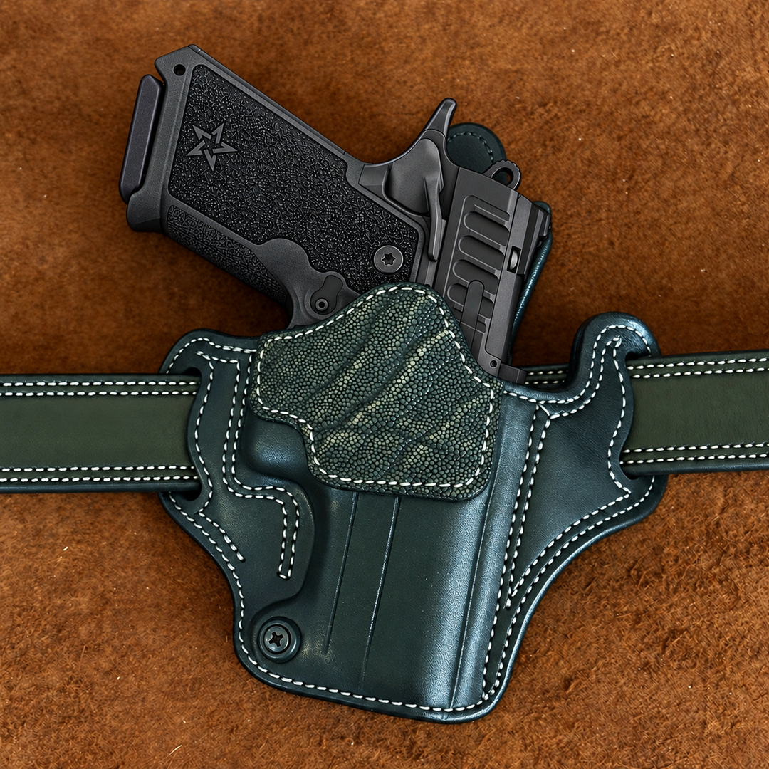 *In Stock* RH Ironside Holster Staccato P4 Optic Ready w/Rail Black w/Gray Genuine Super Exotic Trim