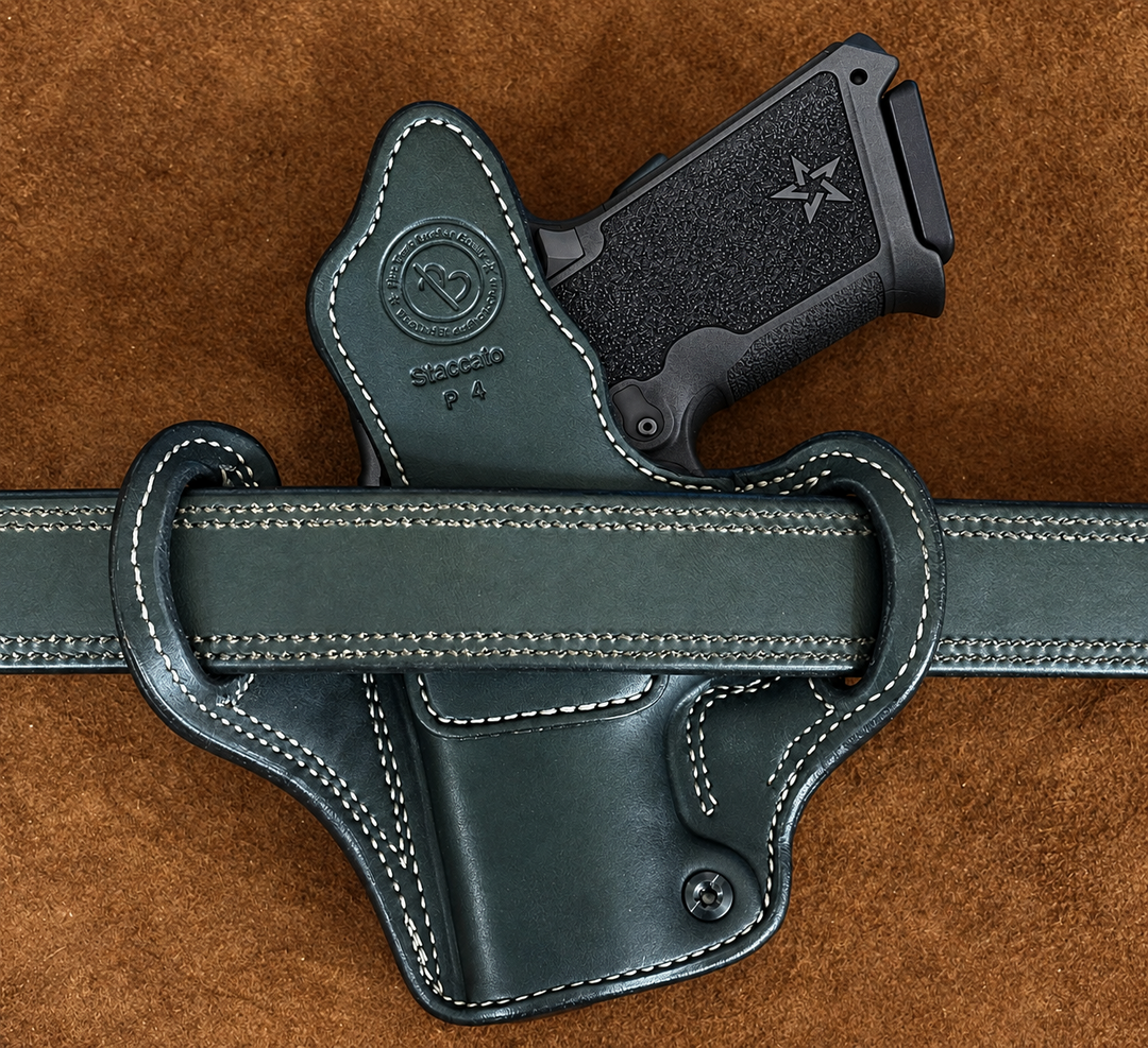 *In Stock* RH Ironside Holster Staccato P4 Optic Ready w/Rail Black w/Gray Genuine Super Exotic Trim