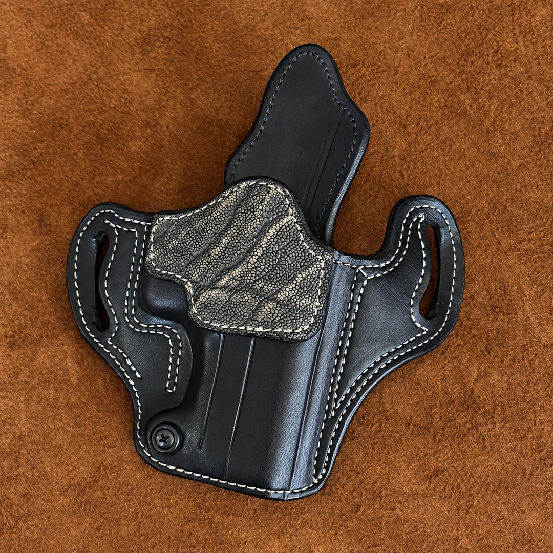 *In Stock* RH Ironside Holster Staccato P4 Optic Ready w/Rail Black w/Gray Genuine Super Exotic Trim