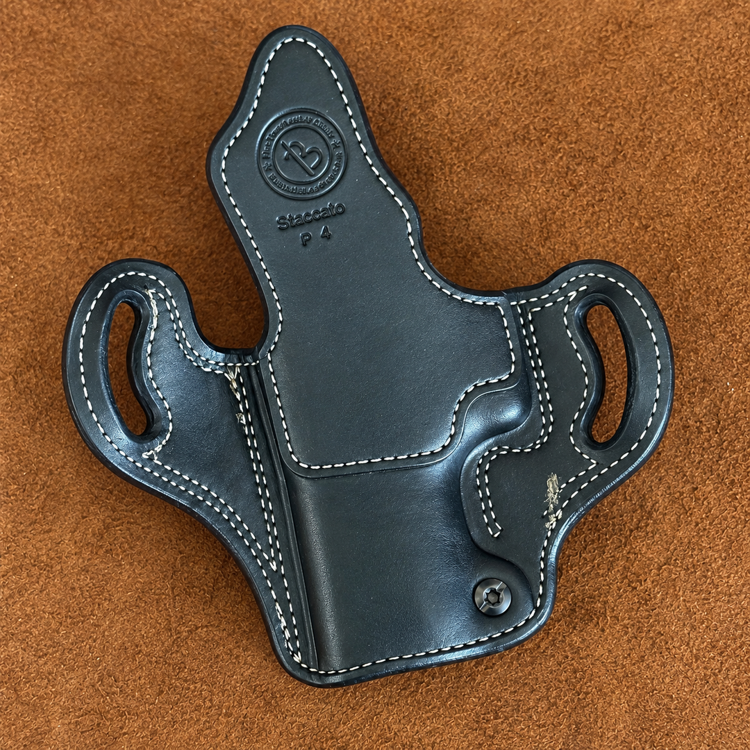 *In Stock* RH Ironside Holster Staccato P4 Optic Ready w/Rail Black w/Gray Genuine Super Exotic Trim