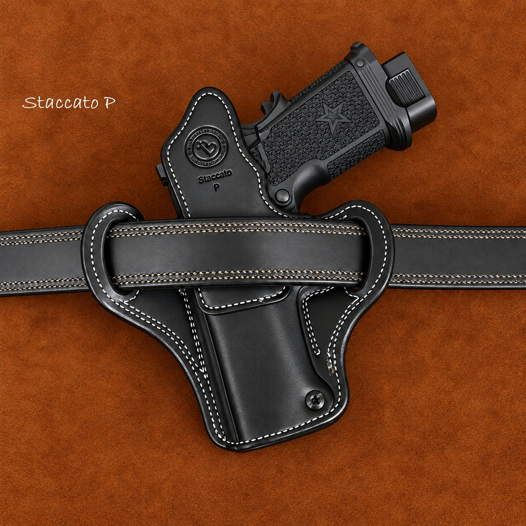 *In Stock* RH Ironside Holster Staccato P/ Springfield DS Prodigy 4.25" Optic Ready w/ Rail Black w/ Super Exotic Trim