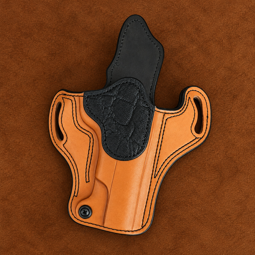 *In Stock* RH Ironside Holster 1911 5" Optic Ready Chestnut w/Black Genuine Super Exotic Trim