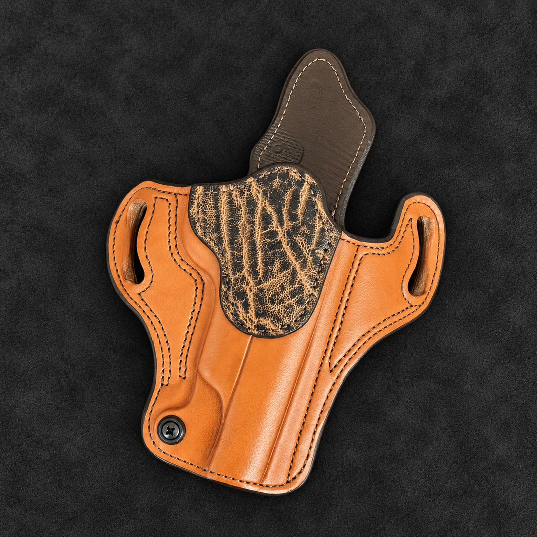 *In Stock* RH Ironside Holster 1911 5" Optic Ready Chestnut w/Antique Brandy Genuine Super Exotic Trim