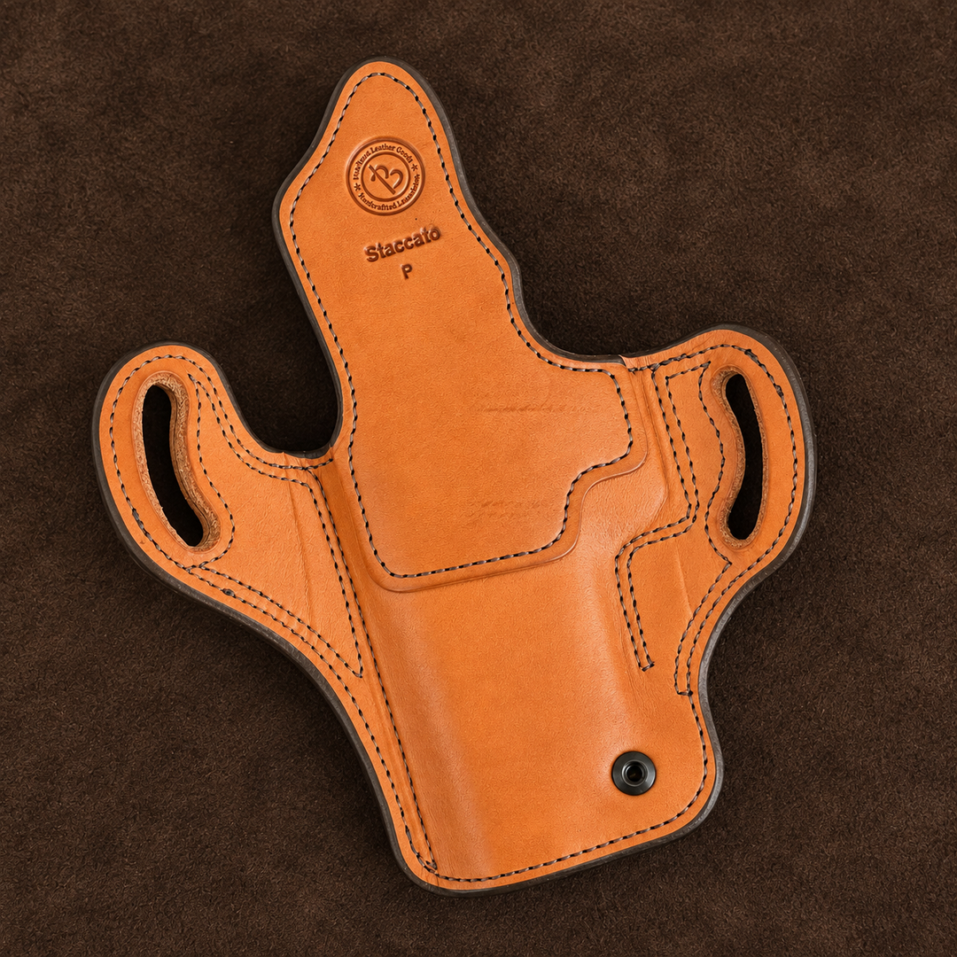 *In Stock* RH Ironside Holster Staccato P/ Springfield DS Prodigy 4.25" Optic Ready w/ Rail Chestnut w/ Super Exotic Trim