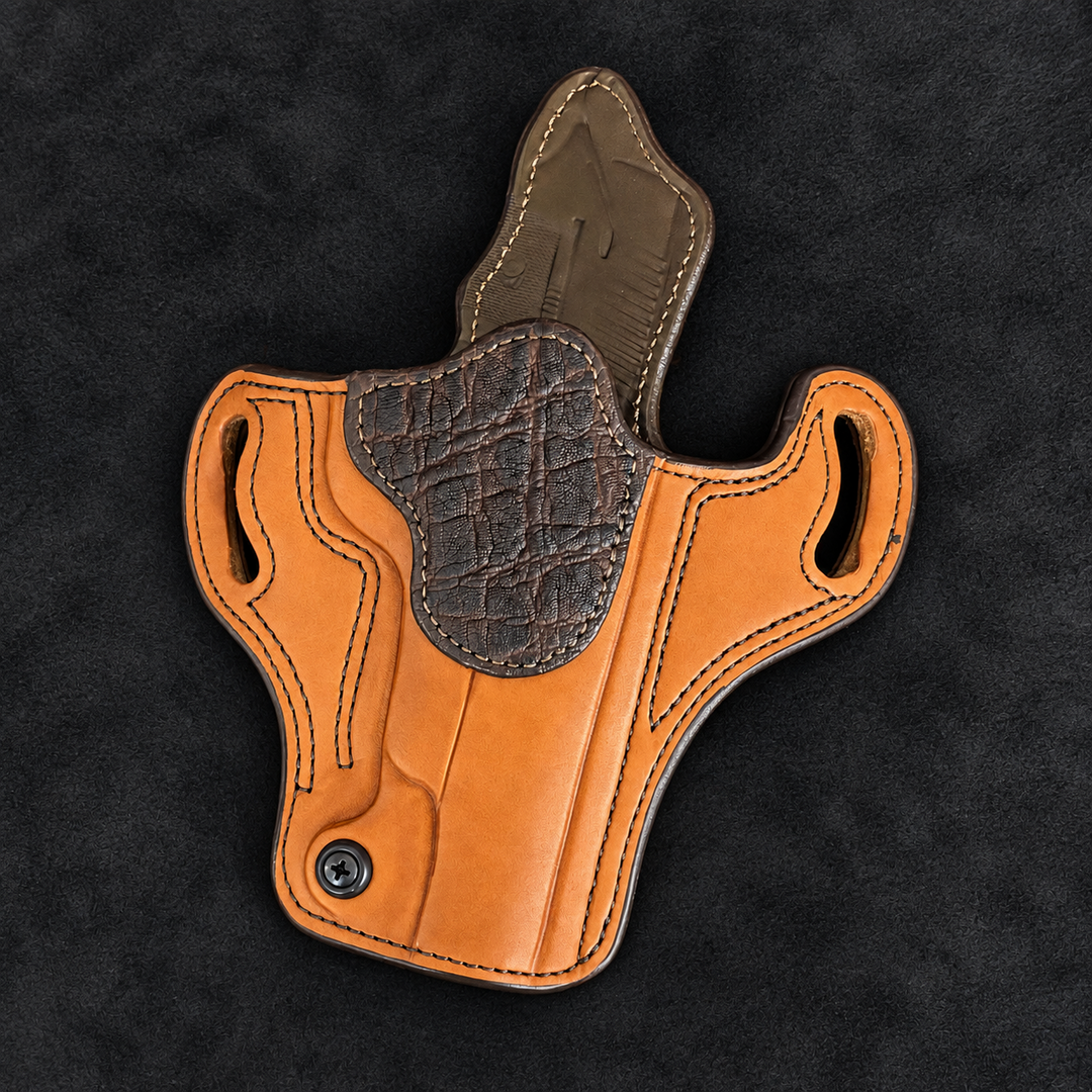 *In Stock* RH Ironside Holster 1911 5" Optic Ready Chestnut w/Chocolate Genuine Super Exotic Trim