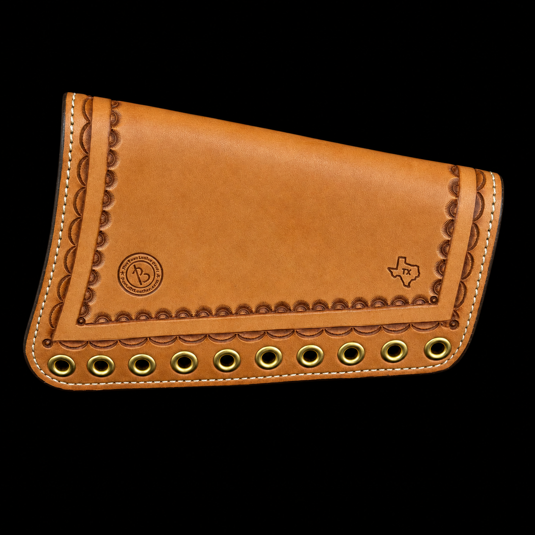 *In Stock* LH Tooled Leather Butt Cover - Coach Gun