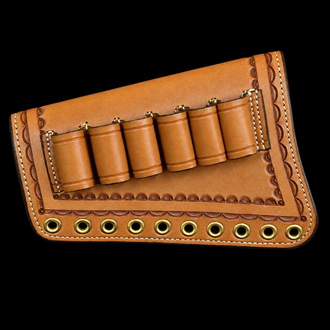 *In Stock* LH Tooled Leather Butt Cover - Coach Gun