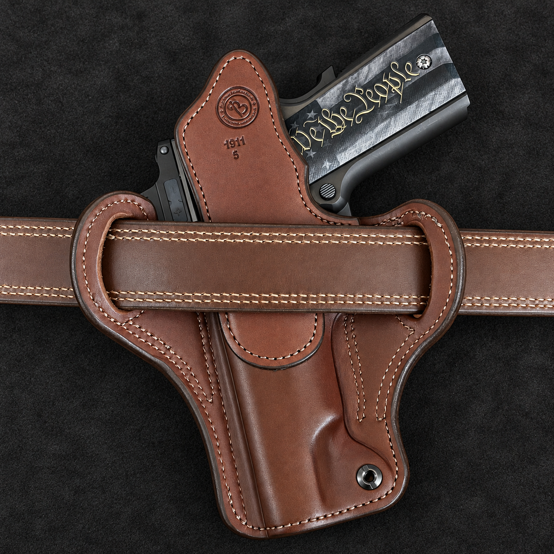 *In Stock* RH Ironside Holster 1911 5" Optic Ready Havana w/Chocolate Genuine Super Exotic Trim