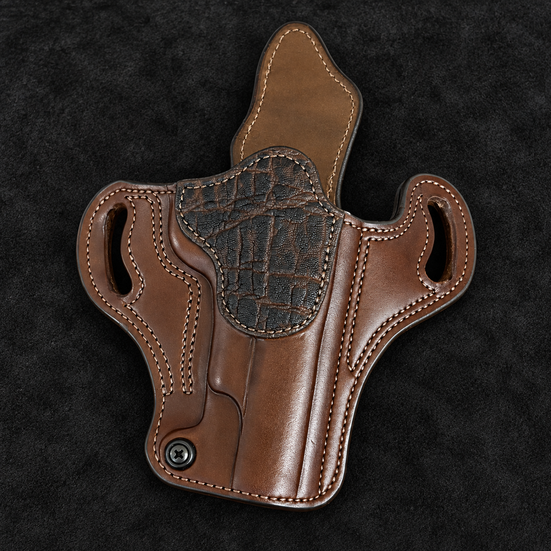 *In Stock* RH Ironside Holster 1911 5" Optic Ready Havana w/Chocolate Genuine Super Exotic Trim