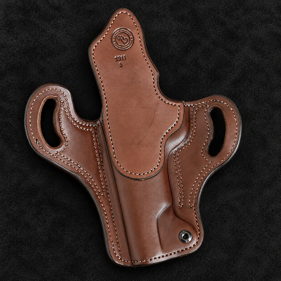 *In Stock* RH Ironside Holster 1911 5" Optic Ready Havana w/Chocolate Genuine Super Exotic Trim