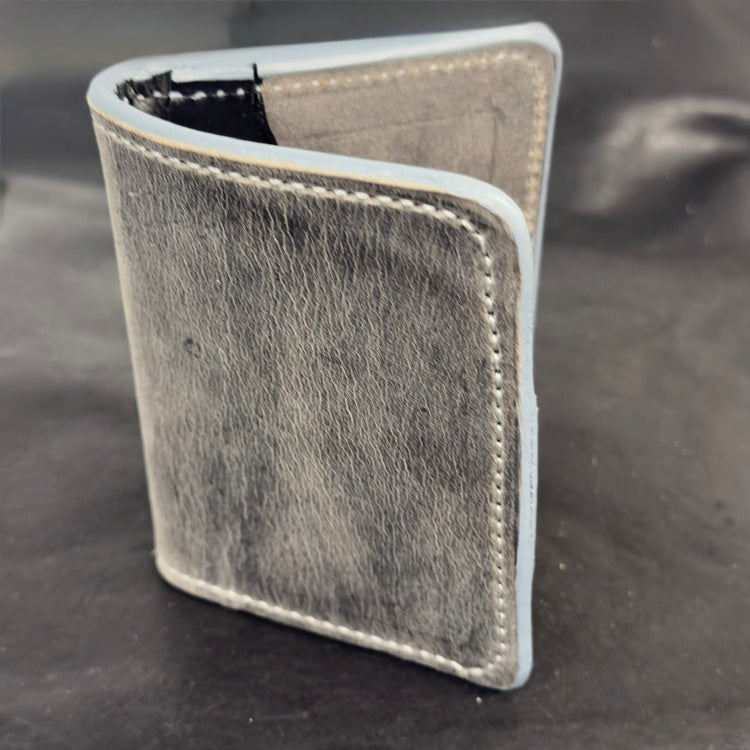 *In Stock* 3X4 Front Pocket Wallet Genuine Water Buffalo Weathered Gray w/Silver Stitch - Busted B Leather