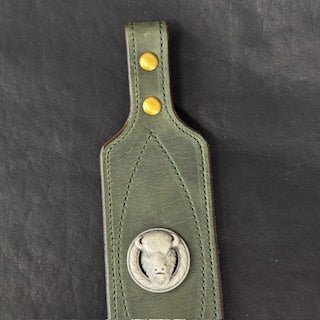 *In Stock* Big Game Rifle Sling in Genuine Weathered Hunter Green Water Buffalo .45-70 Govt &amp; .308 Hunter Green Stitch - Buffalo Head Concho - .308 Ammo Loops