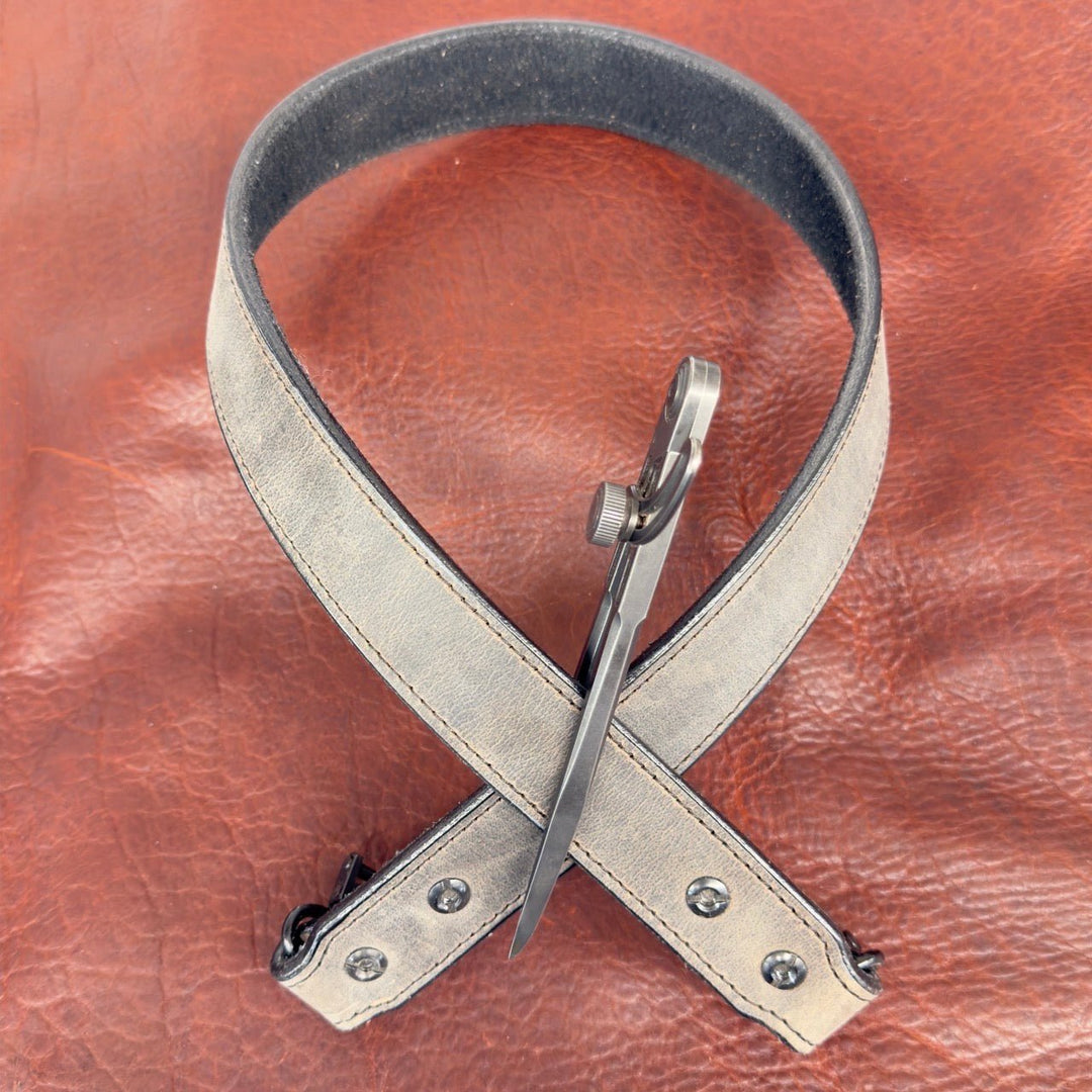 *In Stock* Country Boy Rifle Sling (Fixed Length) Weathered Gray Genuine Water Buffalo - Busted B Leather