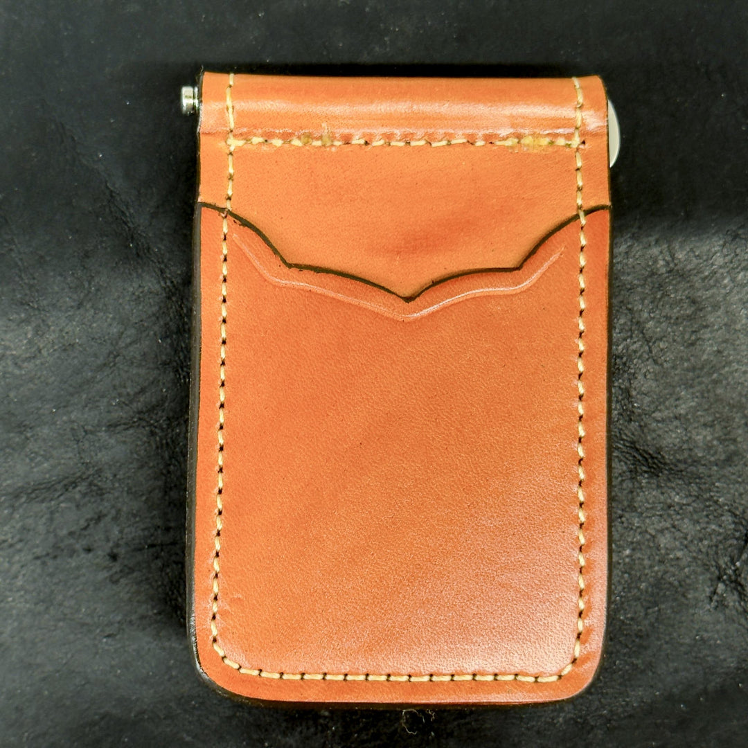*In Stock* Front Pocket Money Clip Wallet Chestnut w/Natural Stitch - Busted B Leather