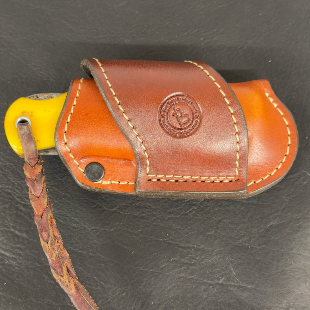 *In Stock* Premium Cross Draw Sideways Knife Sheath Jumbo Trapper - Busted B Leather