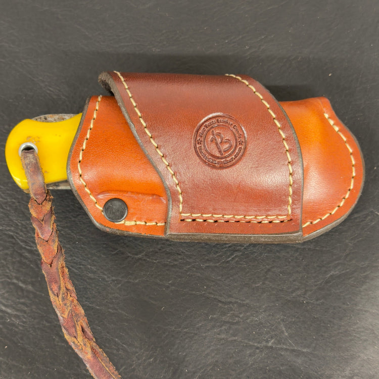 *In Stock* Premium Cross Draw Sideways Knife Sheath Jumbo Trapper - Busted B Leather