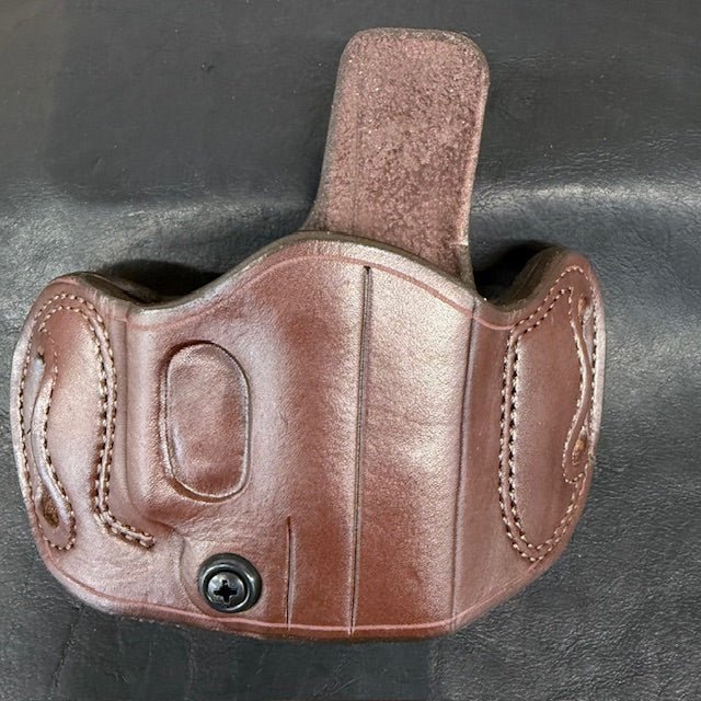 *Ammo Depot* ITEM #: 206 RH Belt Slide Unlined Holster Glock 43/43X/43X MOS/48 Havana w/Brown Stitch