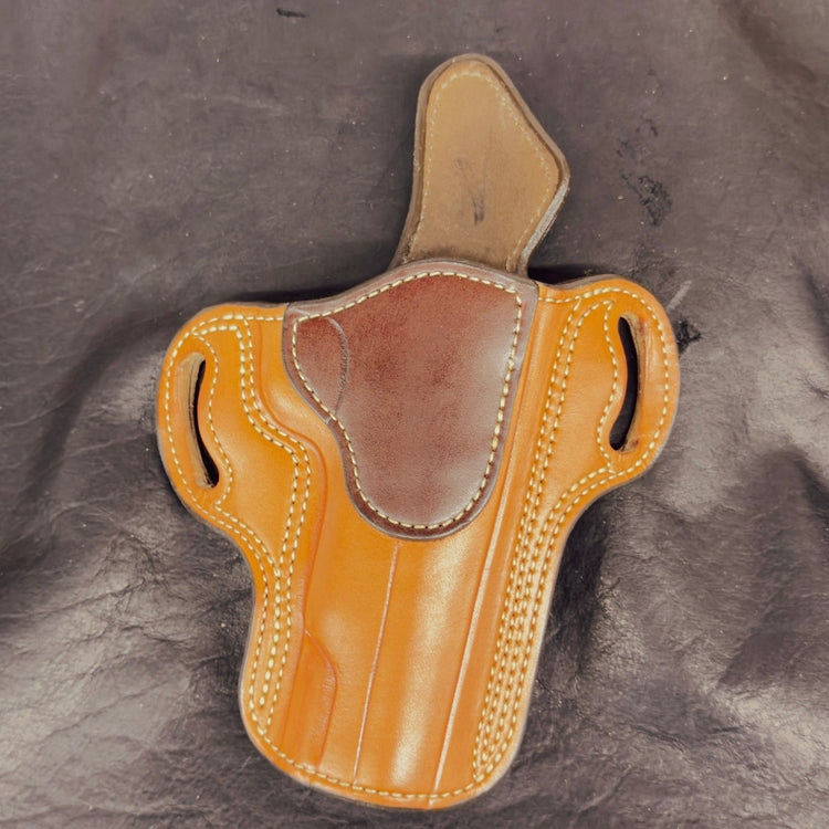 *In Stock* RH Ironside Holster 1911 5" (No Optic) Chestnut w/Havana Reinforcement Trim - Busted B Leather