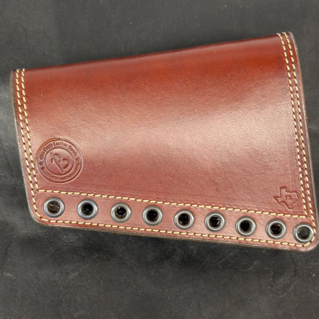 *In Stock* RH Leather Butt Cover in .44 Mag or .45 - 70 Govt Dark Brown w/Natural Stitch - Busted B Leather