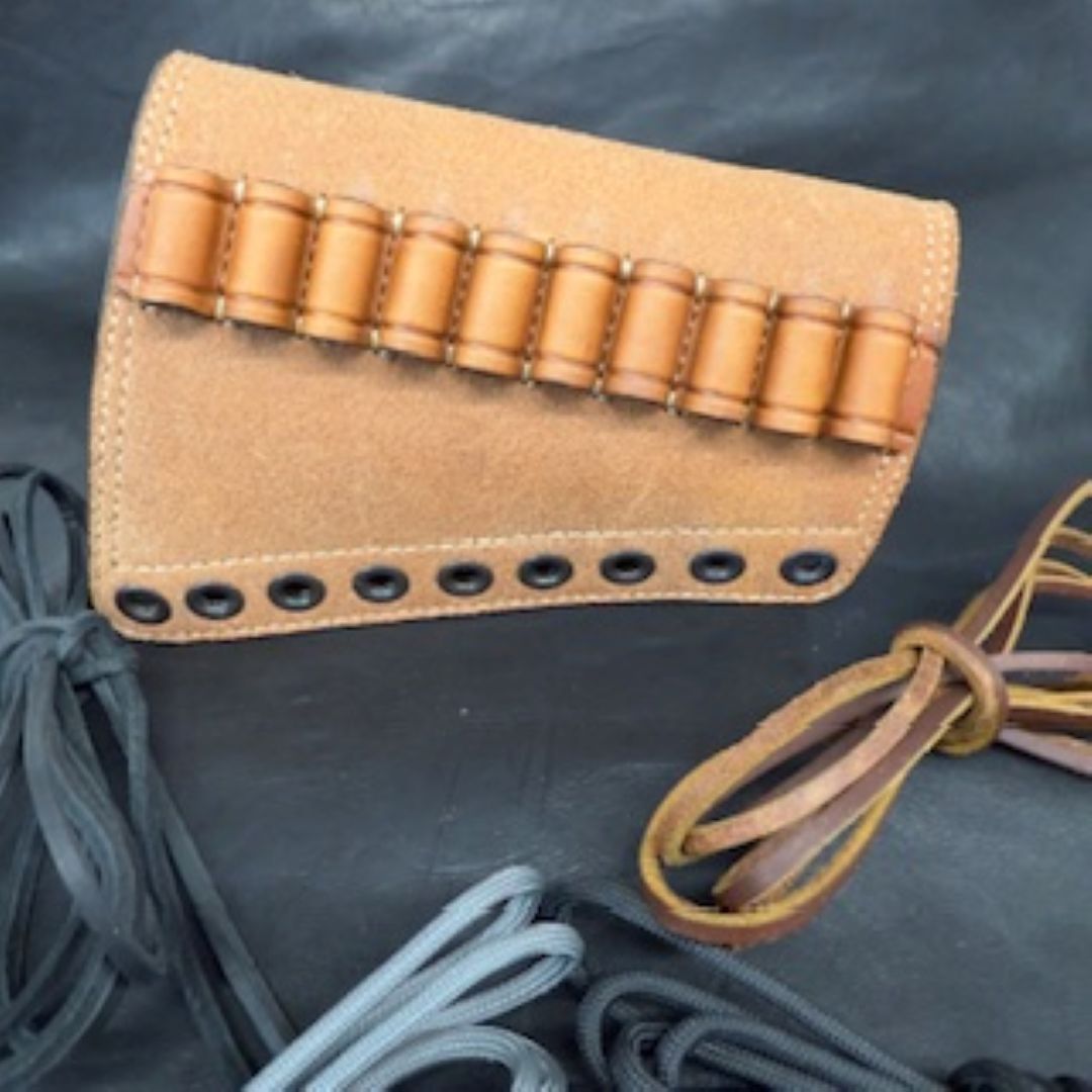 *In Stock* RH Leather Butt-Cover w/.30-30 Loops – Saddle Oil Rough Out for Lever Guns