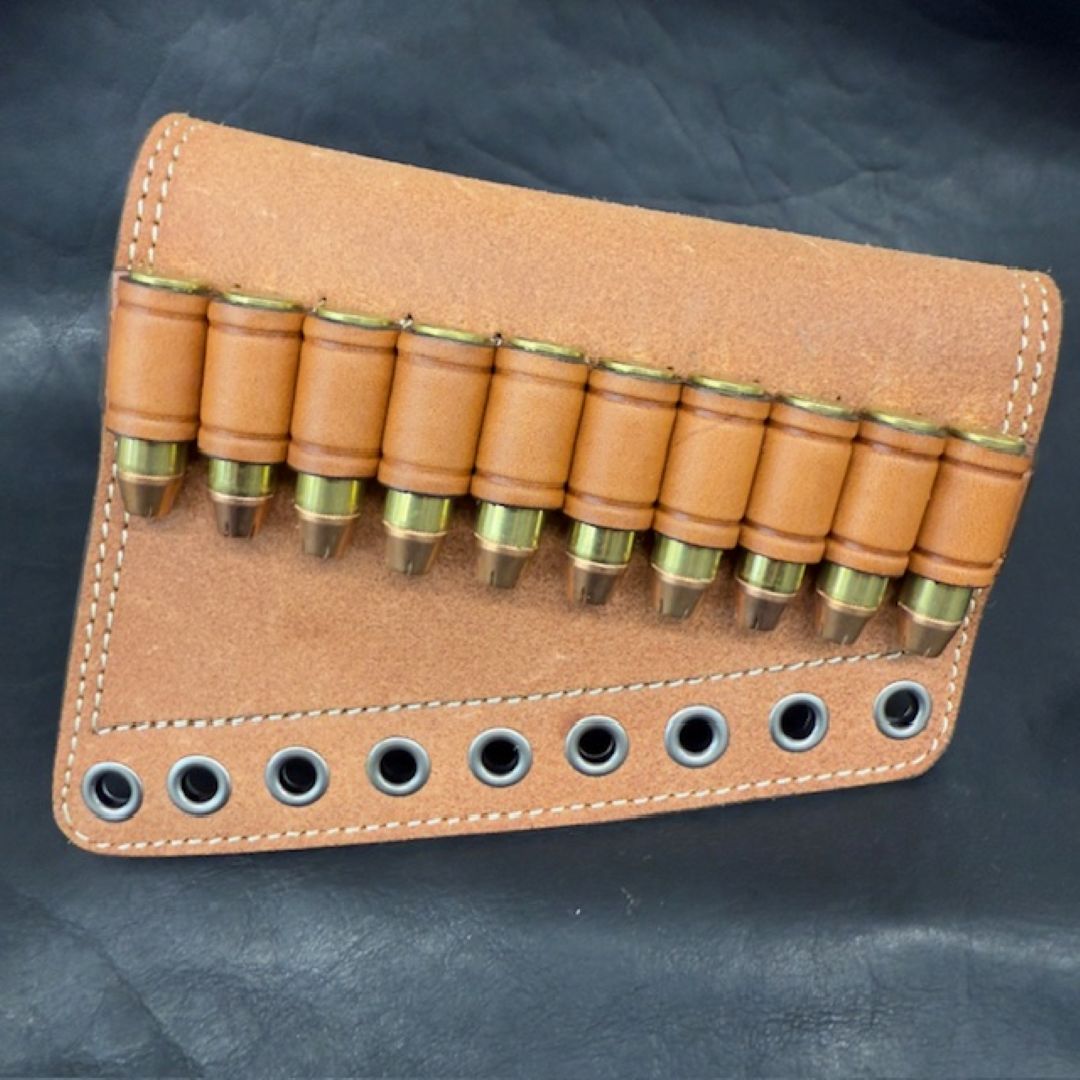 *In Stock* RH Leather Butt-Cover w/Ammo Loops – Saddle Oil Rough Out for .44 Mag Lever Guns