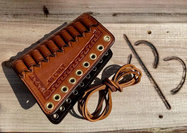 *In Stock* LH Leather Butt-Cover w/Ammo Loops 45-70 Govt in Dark Brown Leather w/Natural Stitch Lever-Action Rifles Winchester, Marlin, Henry, Rossi