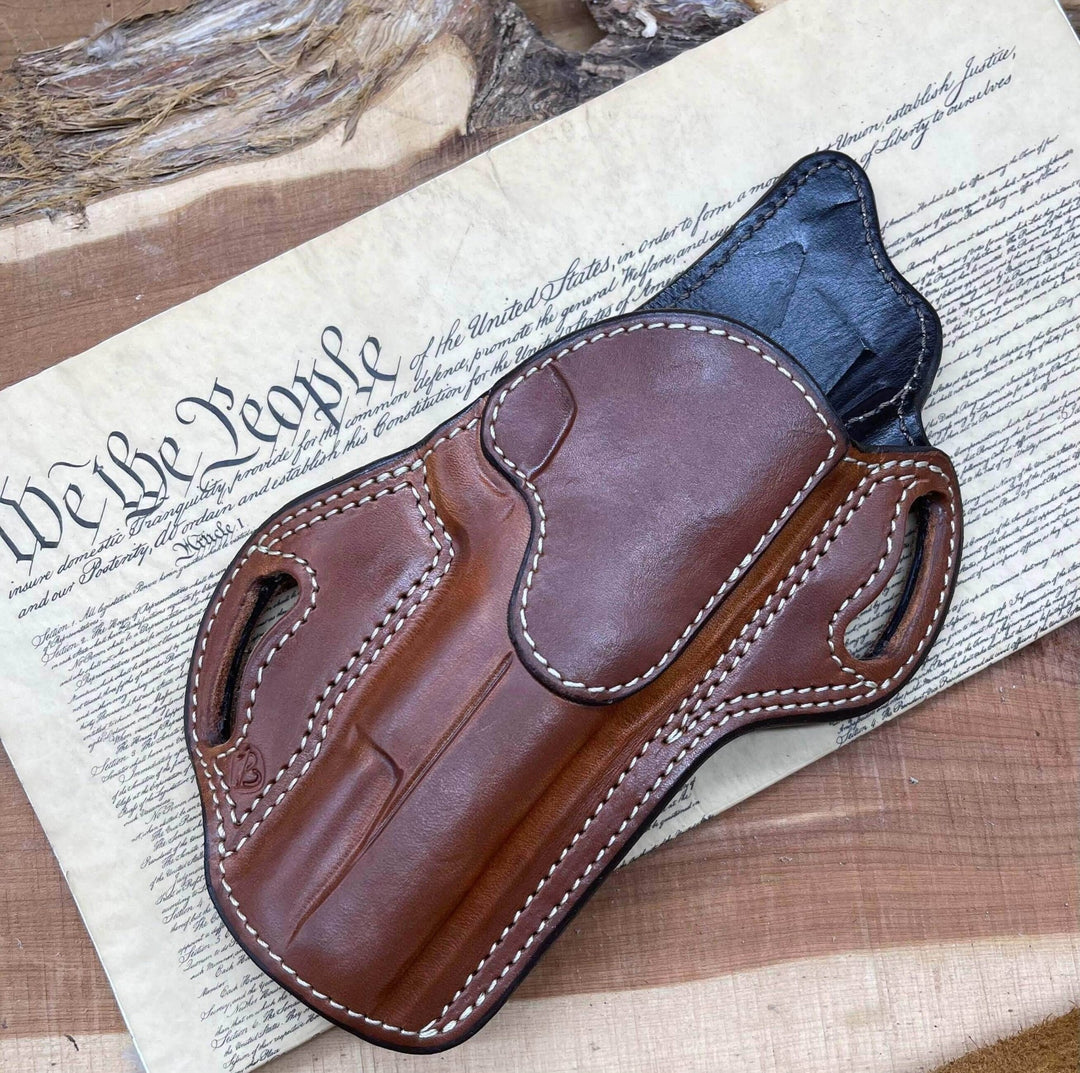 *In Stock* RH Texas Bodyguard Holster 1911 5" Saddle Oil Finish w/Natural Stitching