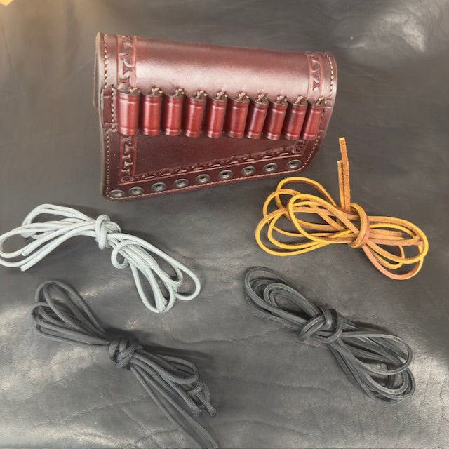 In Stock RH Tooled Leather Butt-Cover w/.30-30 Loops – Mahogany for Lever Action Rifles