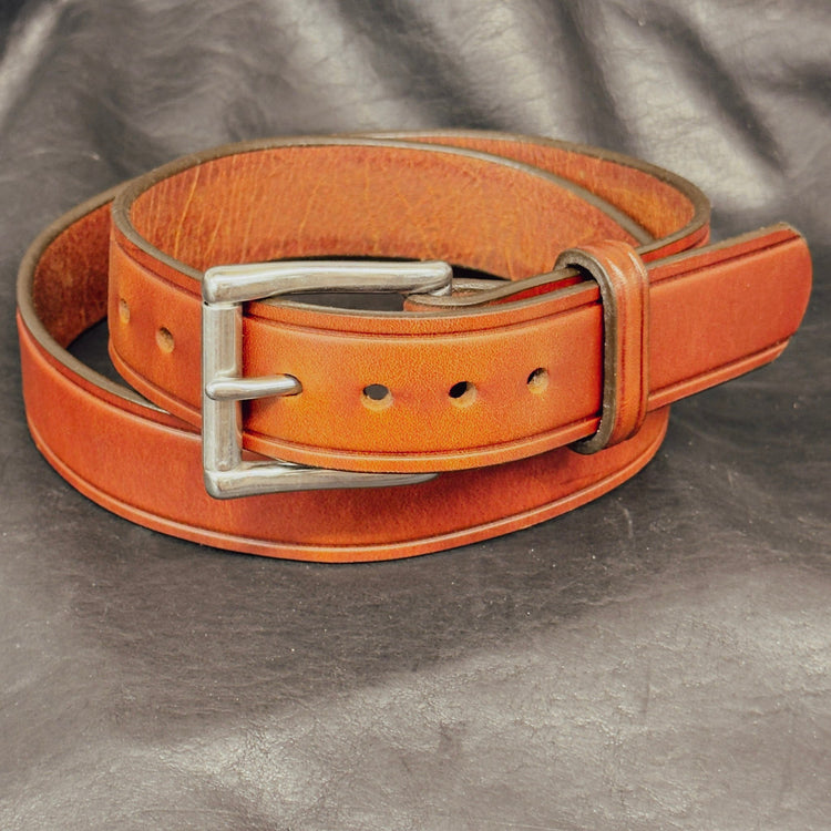 *In Stock* Single Thickness Belt Saddle Oil Finish Size 38 - Busted B Leather