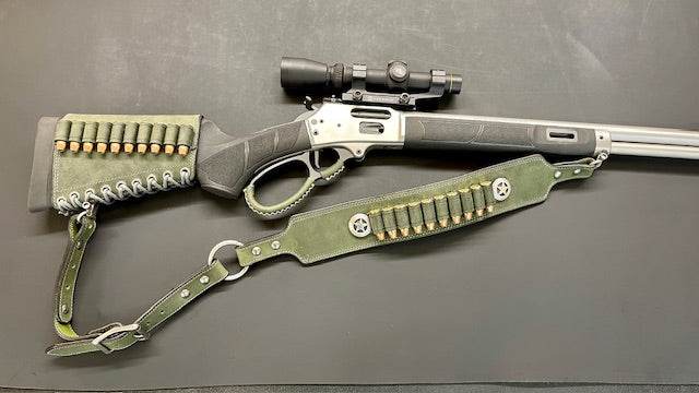 *Made to Order* Leather Butt-Cover w/Ammo Loops for Lever Action Guide Guns Marlin, Henry, Chiappa, S&amp;W in Genuine Water Buffalo