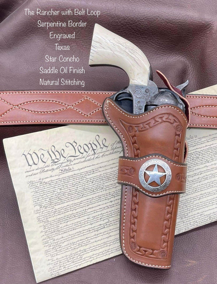 *Made to Order* LH/RH Rancher Cowboy Holster Single or Double Action Revolvers w/Concho