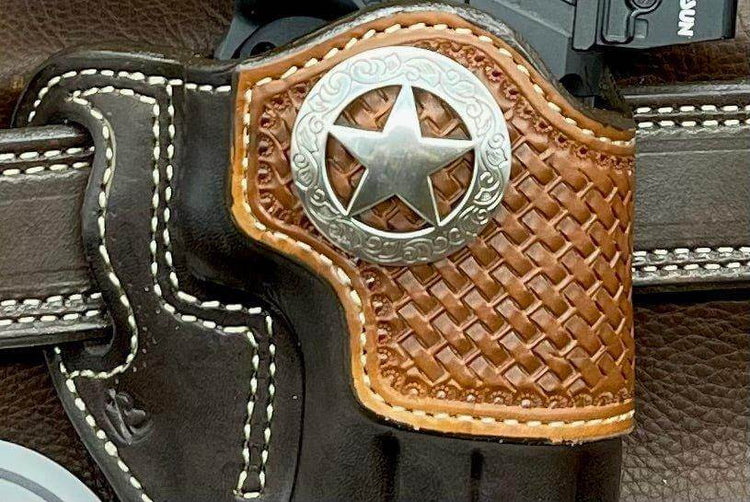 *Made to Order* LH/RH Raptor Holster with Basket Weave Reinforcement/Concho Made for Your Gun