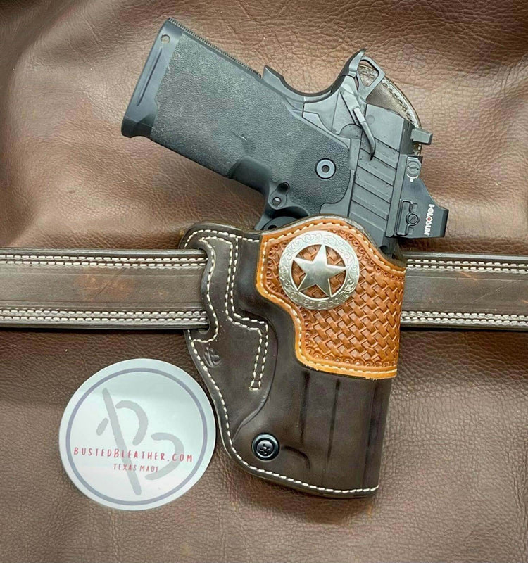 *Made to Order* LH/RH Raptor Holster with Basket Weave Reinforcement/Concho Made for Your Gun