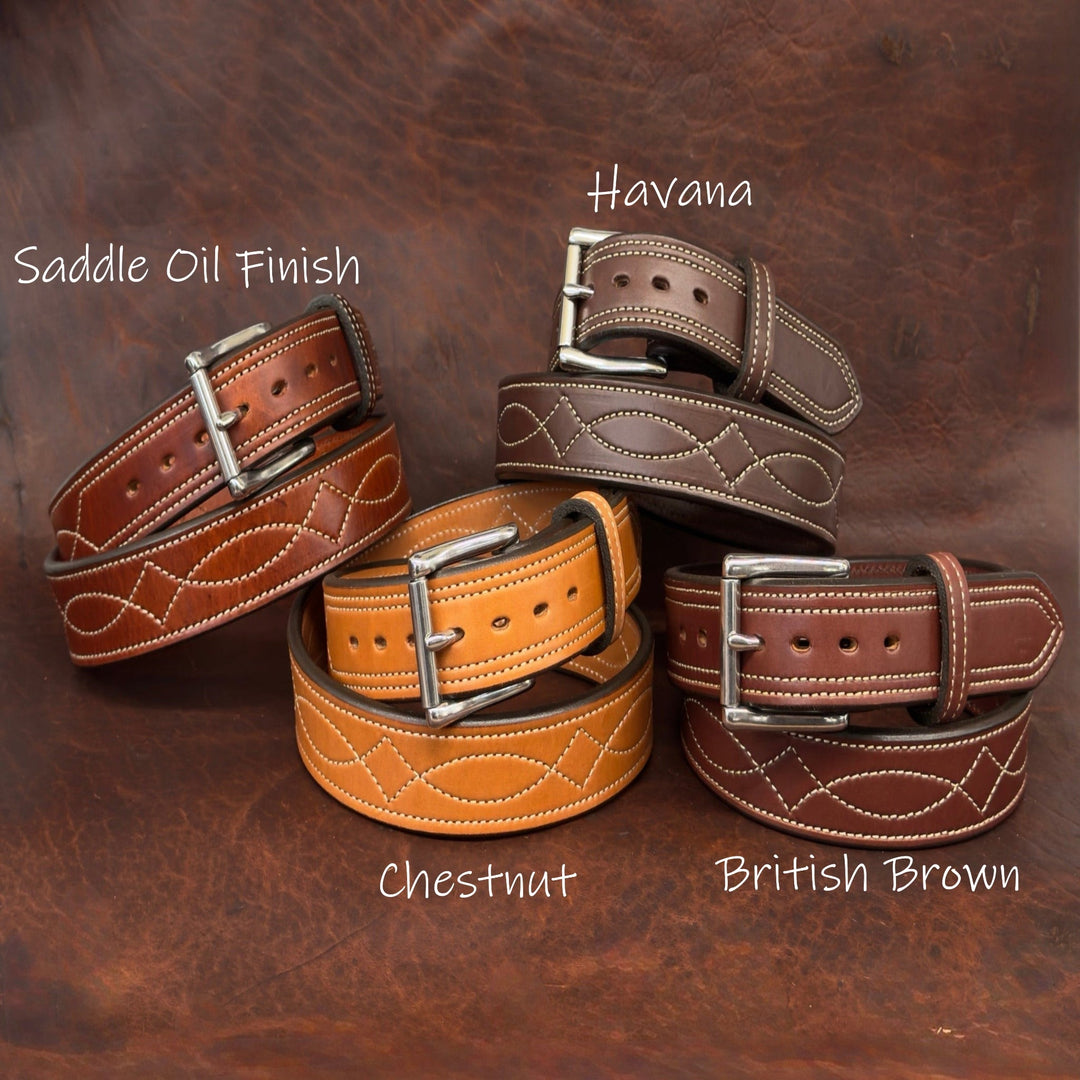 *Made to Order* Premium Leather Carry Belt Fancy Stitch - Busted B Leather