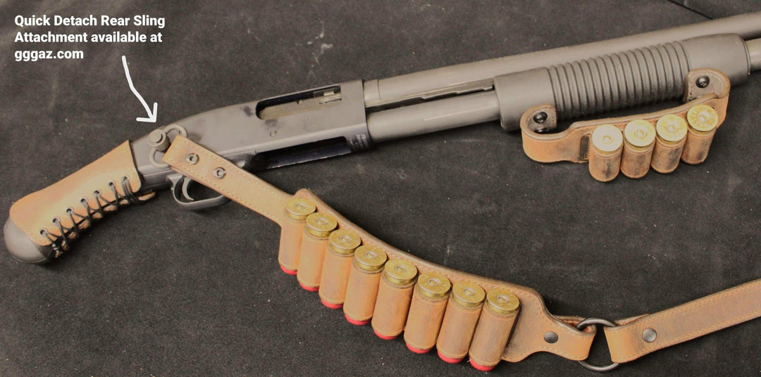*Made to Order* Shockwave Raptor Leather Grip Wrap for Mossberg 500/590, Remington TAC 14 &amp; 870 Shotguns Genuine Water Buffalo "Mad Max"