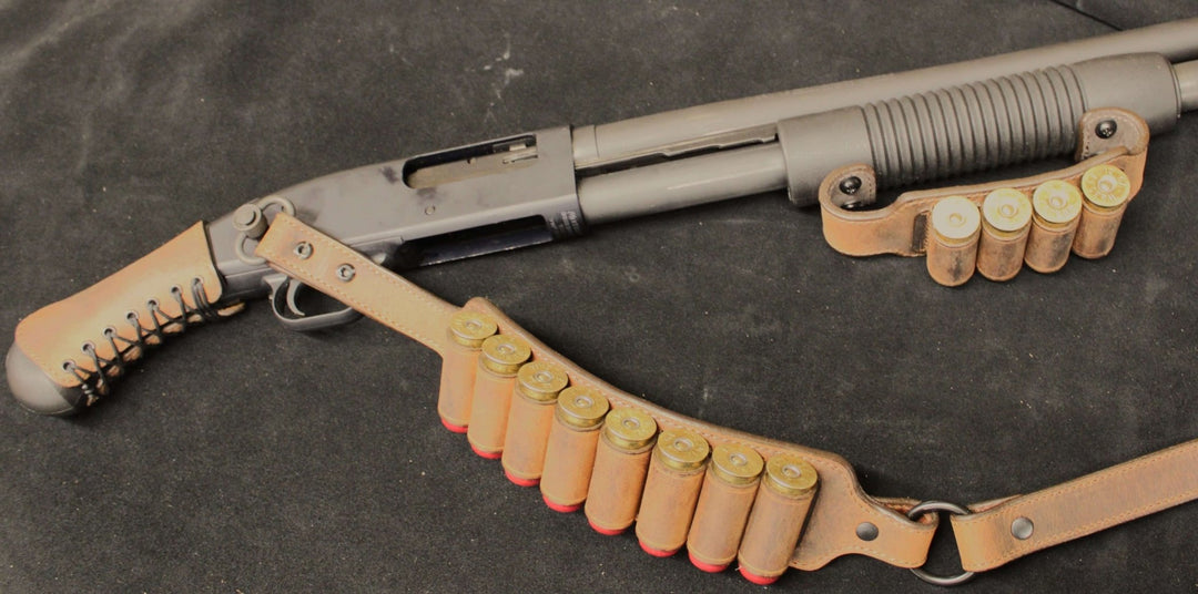 *Made to Order* Shockwave Raptor Leather Grip Wrap for Mossberg 500/590, Remington TAC 14 &amp; 870 Shotguns Genuine Water Buffalo "Mad Max"